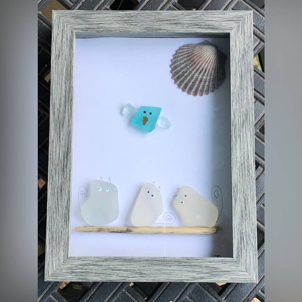 Check Meowt! Handmade Sea Glass Art